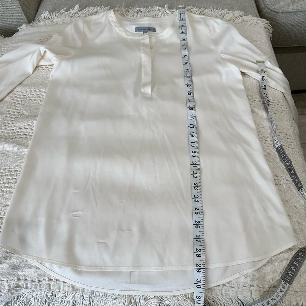CLASSIQUES ENTIER Ivory Silk Long Sleeve Blouse Popover Tunic Top Cream … - Picture 9 of 13